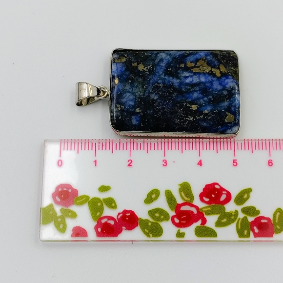 Vintage Sterling Silver Lapis Lazuli Sone Pendant - Picture 4 of 4
